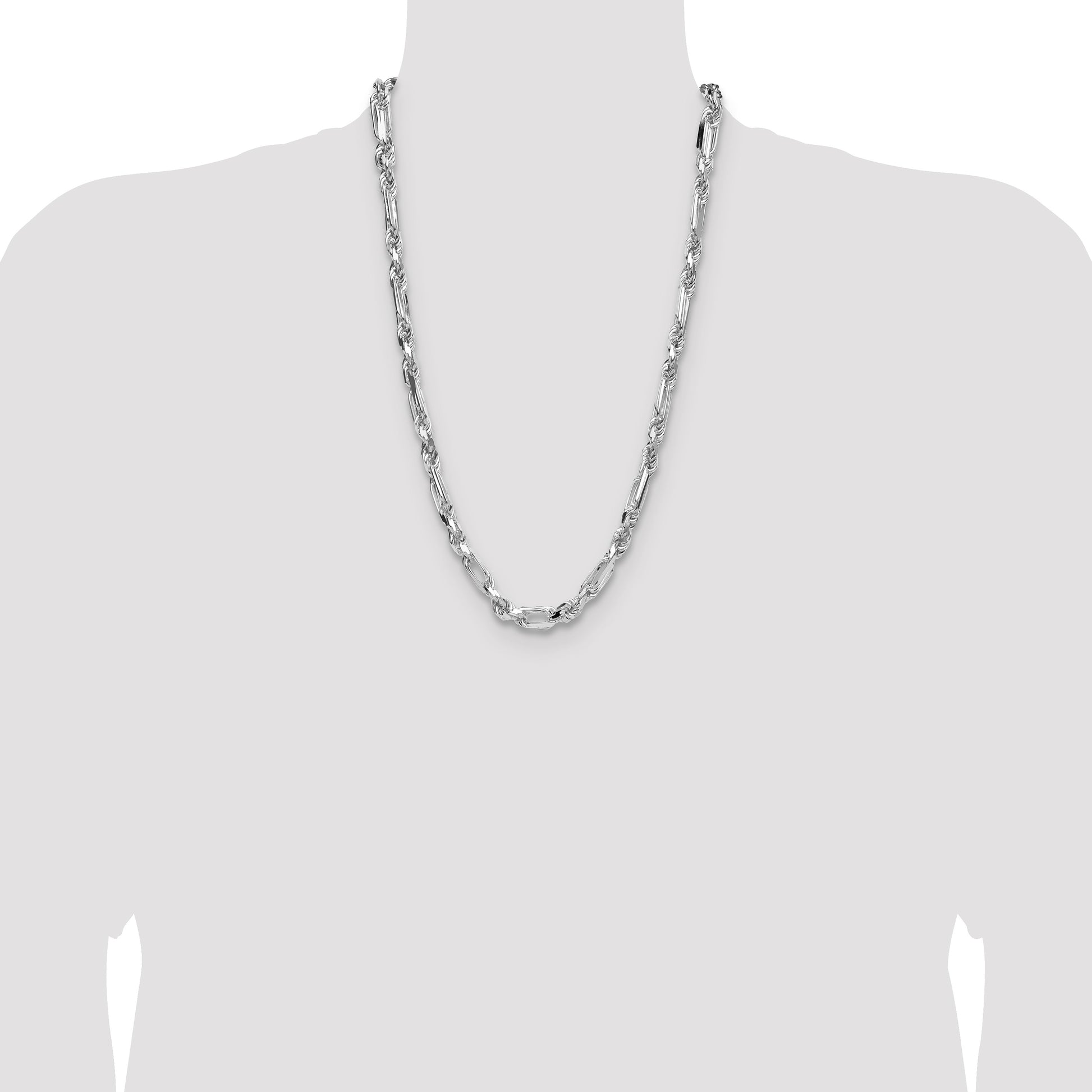 Sterling Silver 7mm D/C Figarope Chain