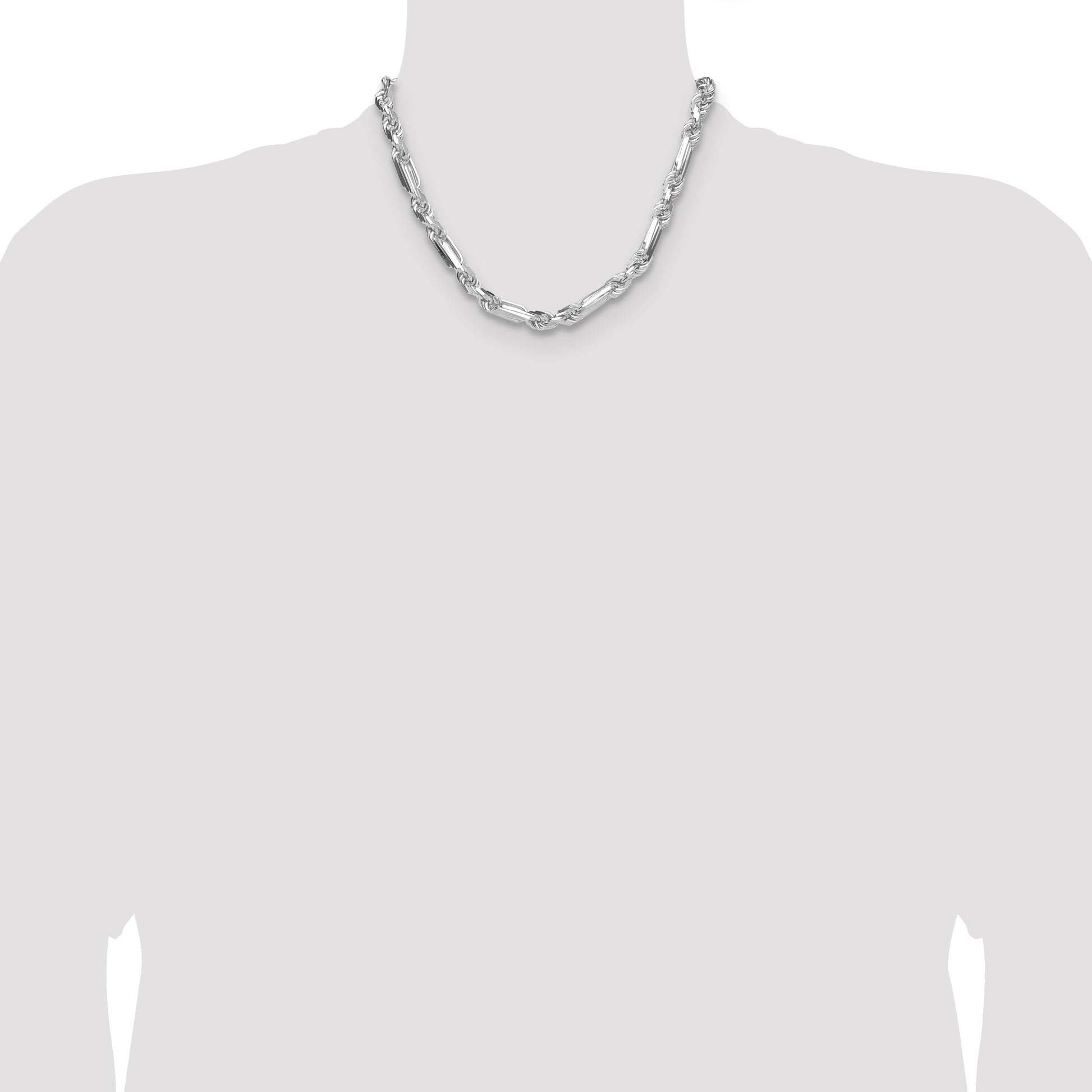 Sterling Silver 8mm D/C Figarope Chain