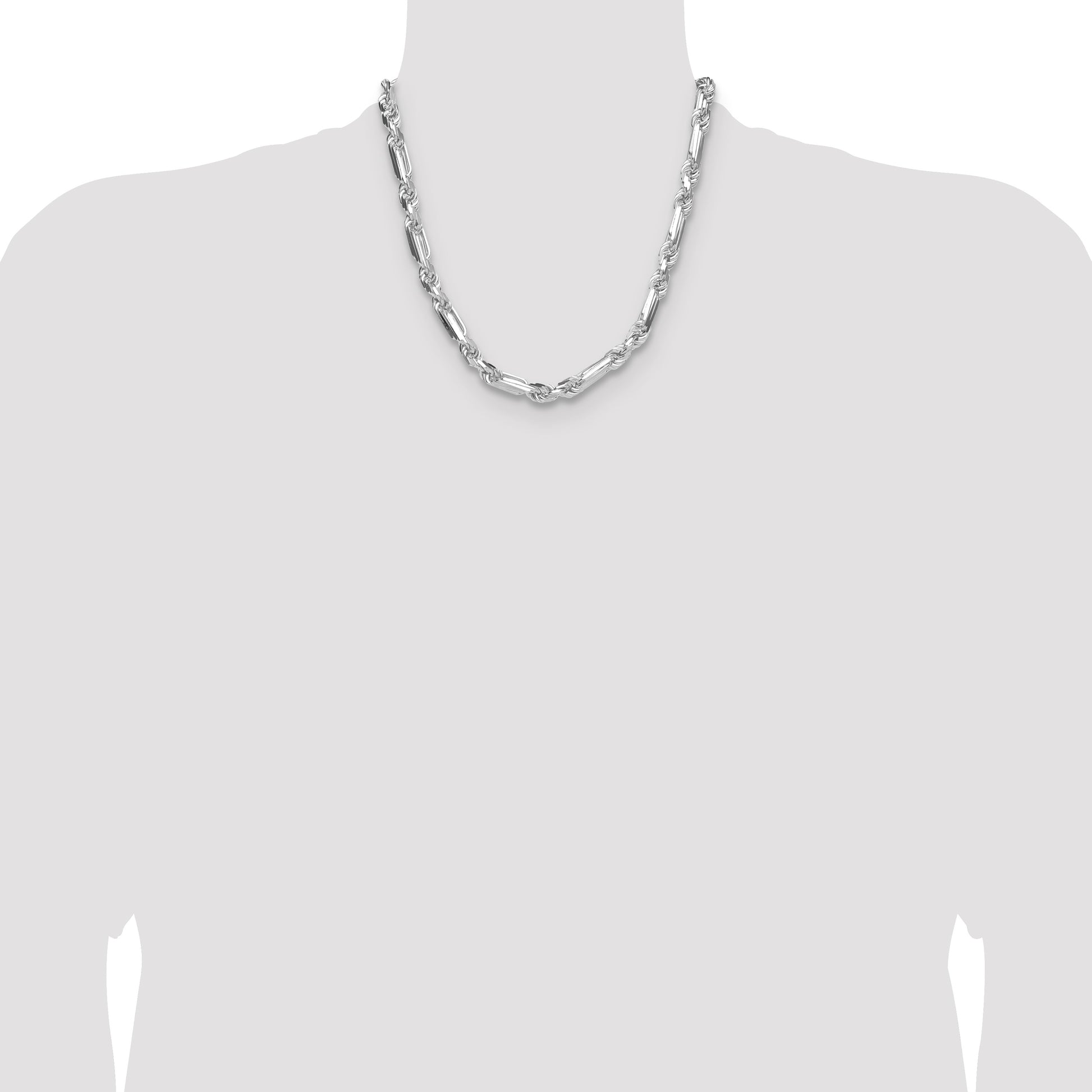 Sterling Silver 8mm D/C Figarope Chain