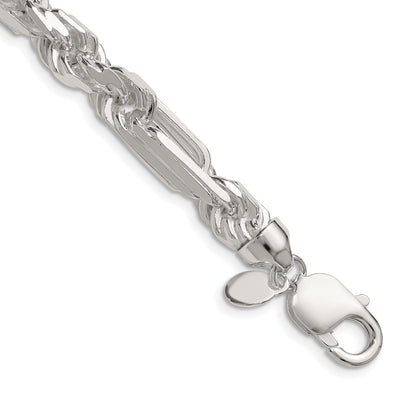 Sterling Silver 8mm D/C Figarope Chain