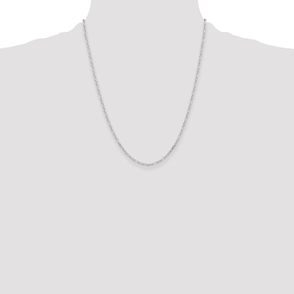 Sterling Silver D/C 2mm 3 Short Plus 1 Long Cable Link Chain