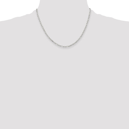 Sterling Silver D/C 3mm 3 Short Plus 1 Long Cable Link Chain