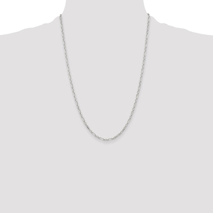 Sterling Silver D/C 3mm 3 Short Plus 1 Long Cable Link Chain