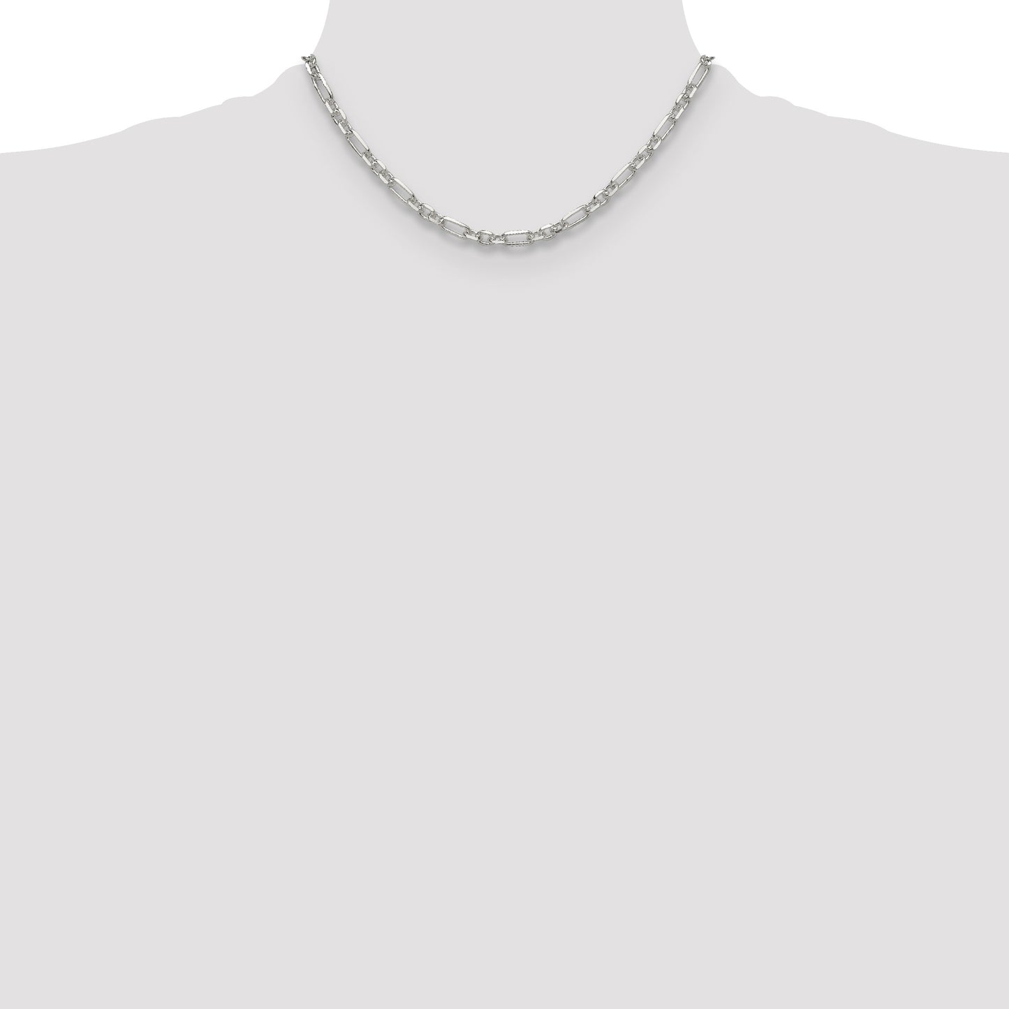 Sterling Silver D/C 4.5mm 3 Short Plus 1 Long Cable Link Chain