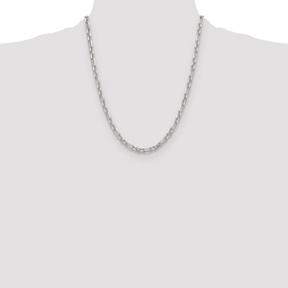 Sterling Silver D/C 4.5mm 3 Short Plus 1 Long Cable Link Chain