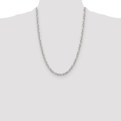 Sterling Silver D/C 4.5mm 3 Short Plus 1 Long Cable Link Chain