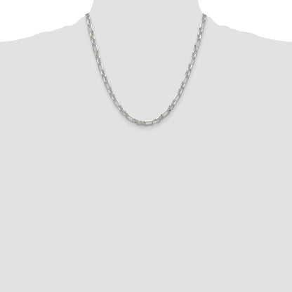 Sterling Silver D/C 6mm 3 Short Plus 1 Long Cable Link Chain