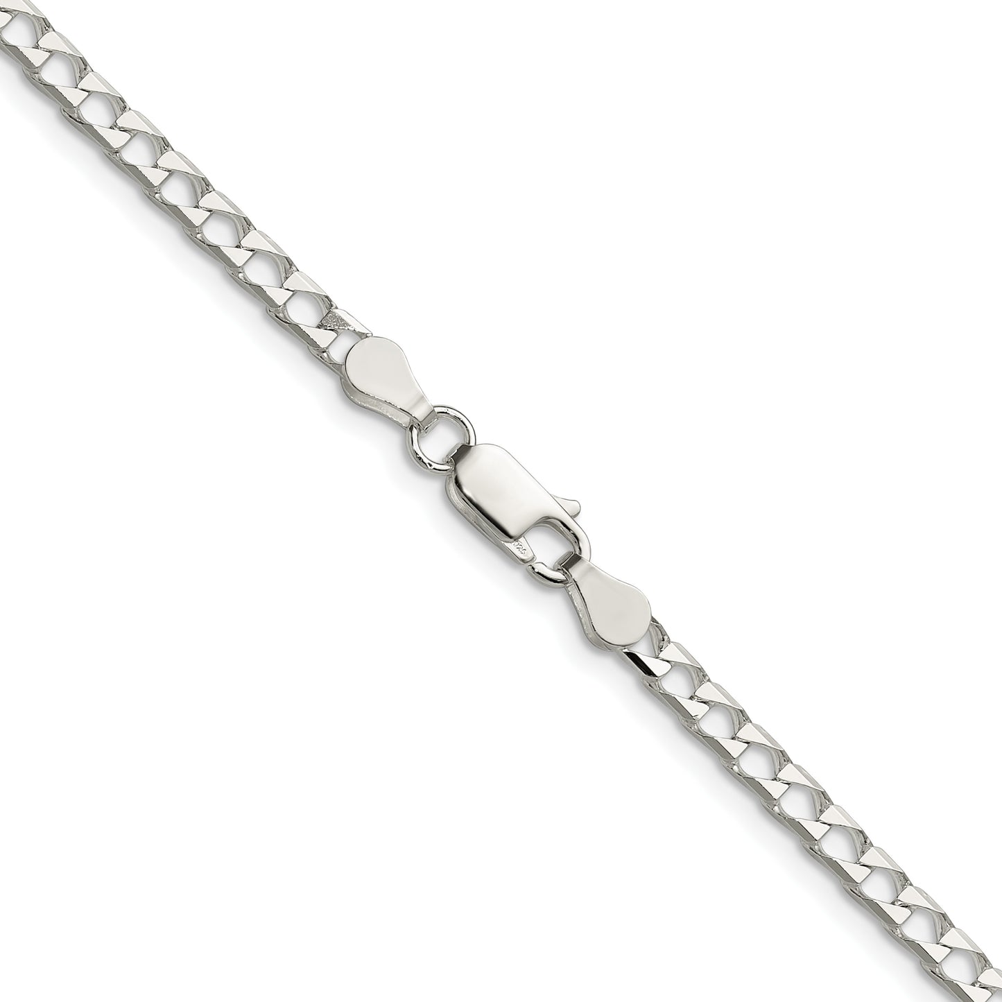 Sterling Silver 3.25mm D/C Square Curb Chain