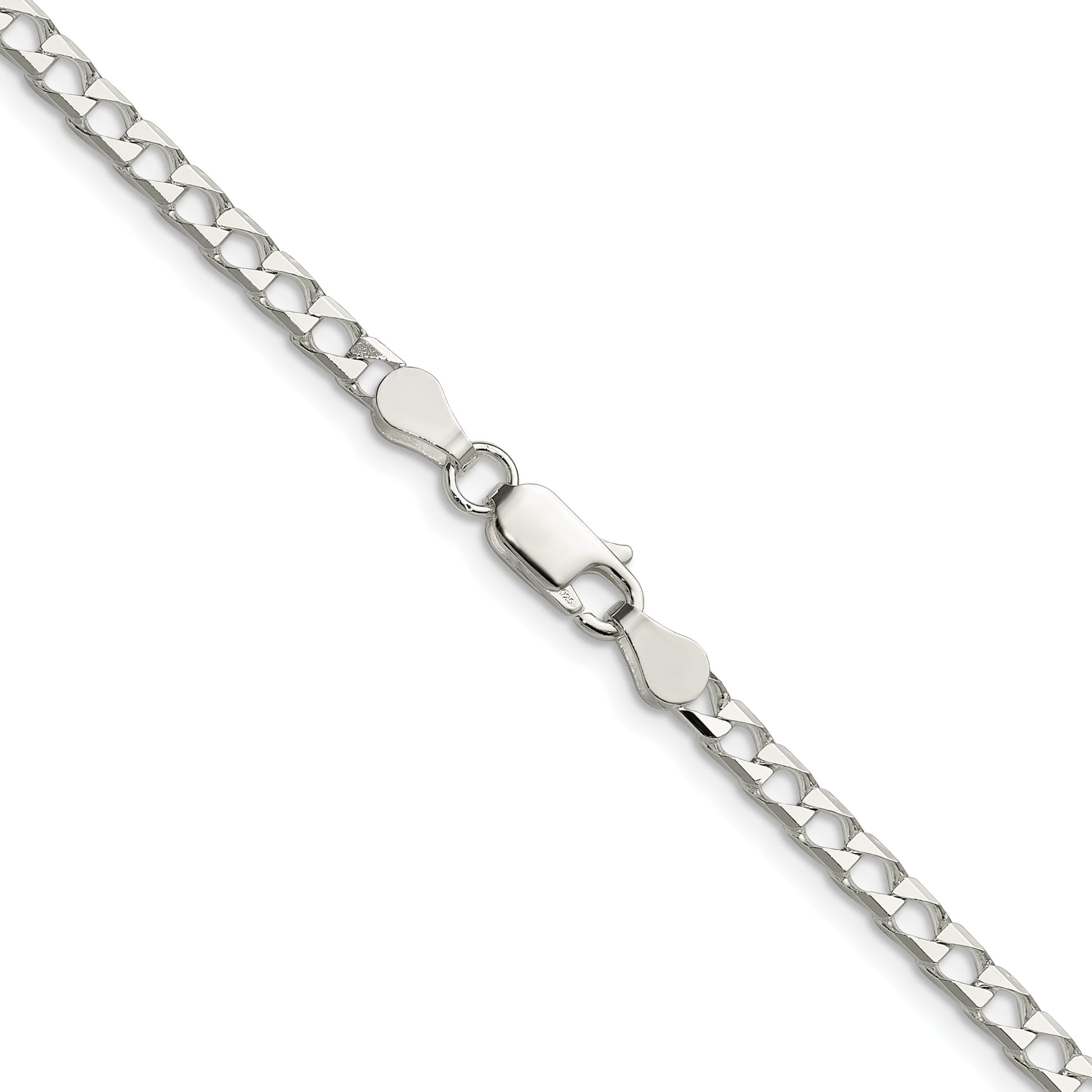 Sterling Silver 3.25mm D/C Square Curb Chain