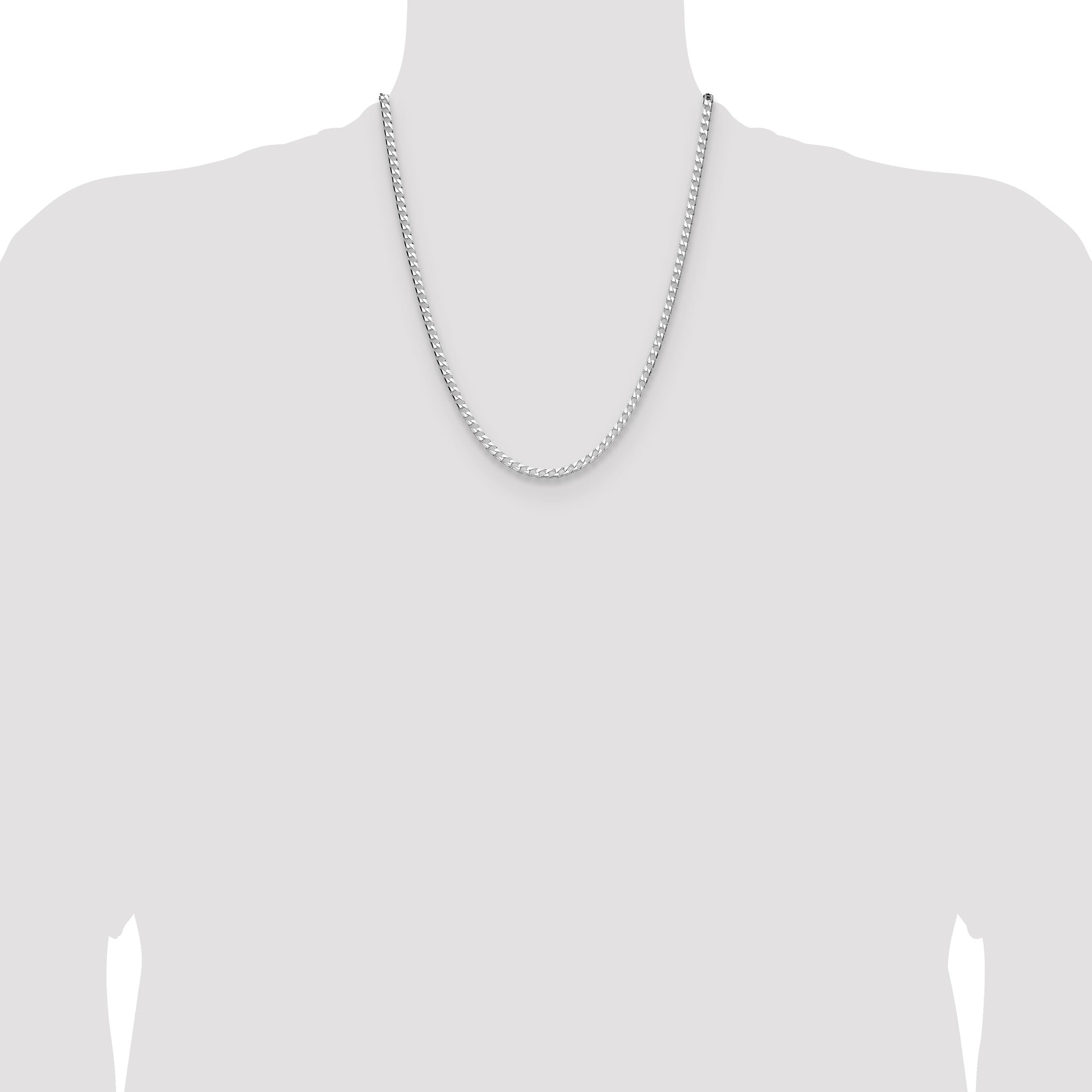 Sterling Silver 3.25mm D/C Square Curb Chain