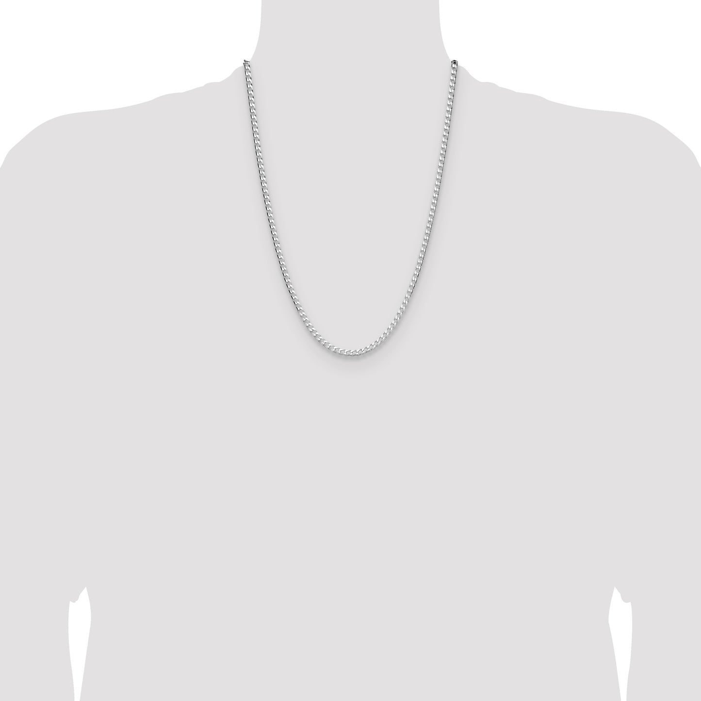 Sterling Silver 3.25mm D/C Square Curb Chain