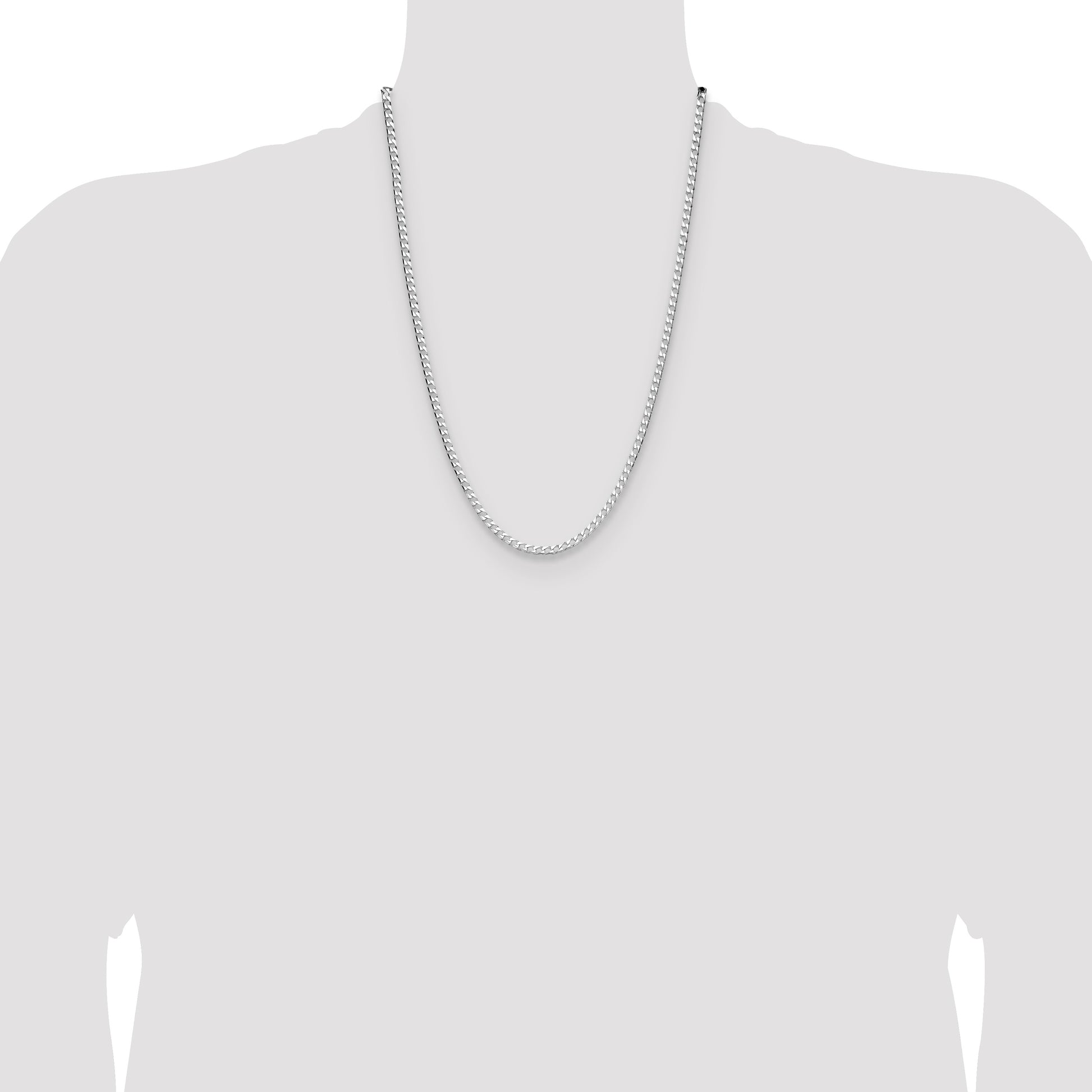 Sterling Silver Rhodium-plated 3.25mm D/C Square Curb Chain