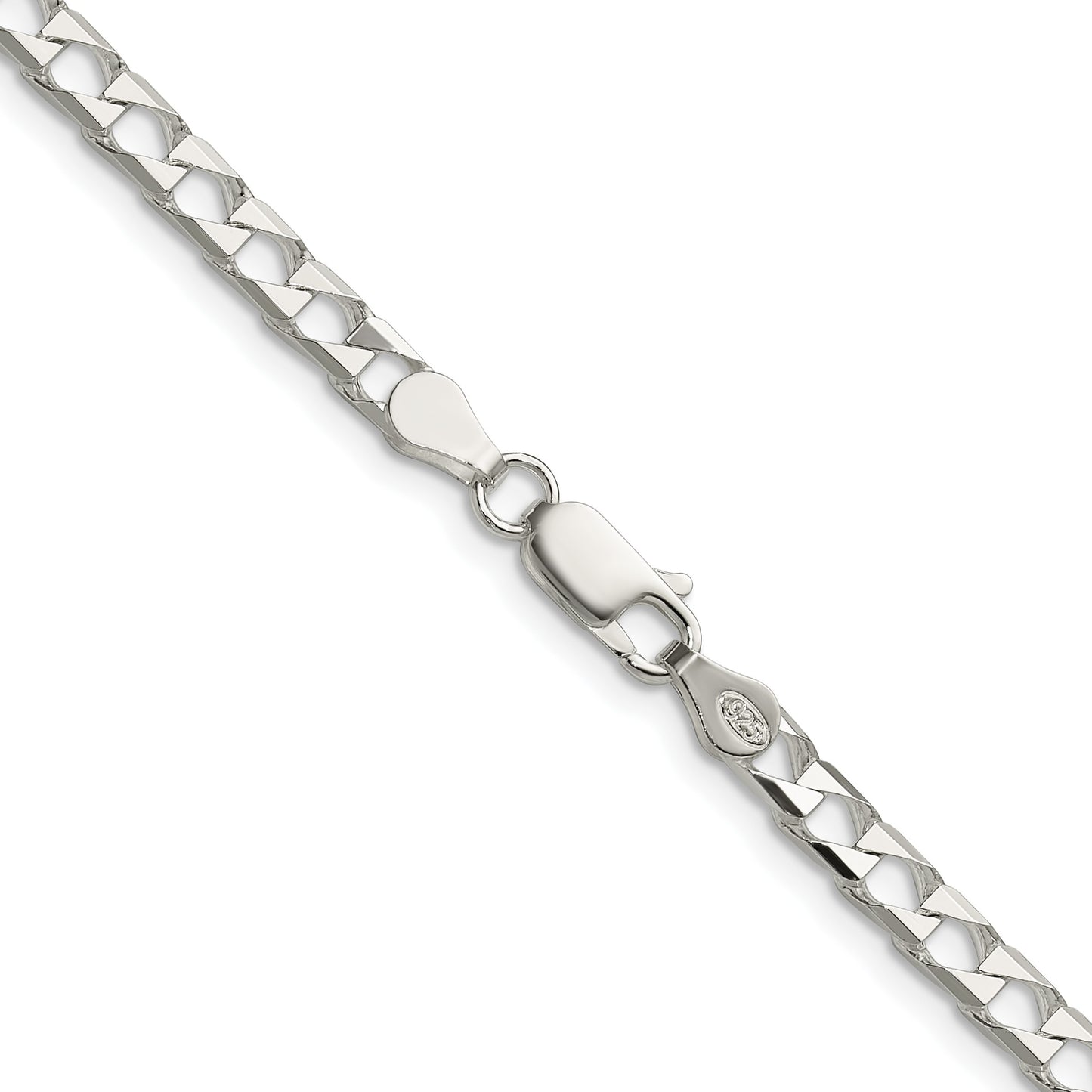 Sterling Silver 4mm D/C Square Curb Chain