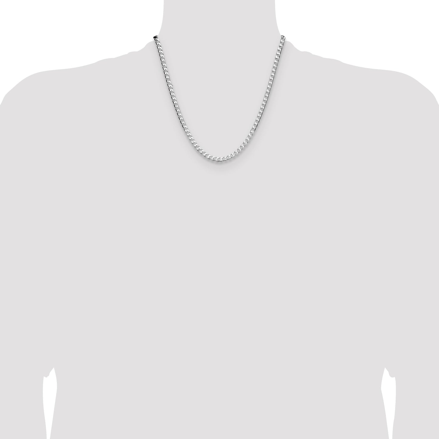 Sterling Silver 4mm D/C Square Curb Chain