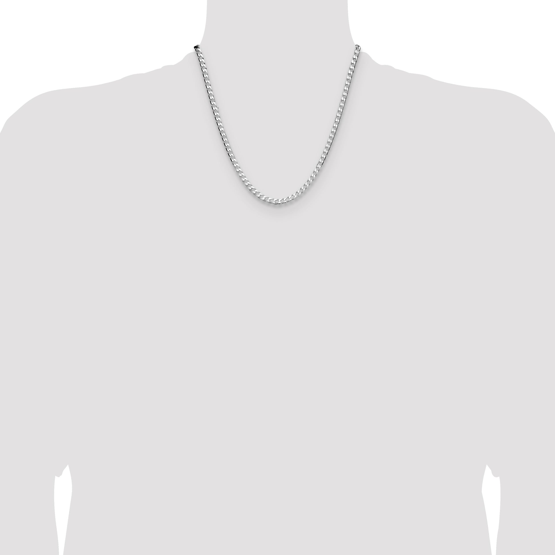Sterling Silver 4mm D/C Square Curb Chain