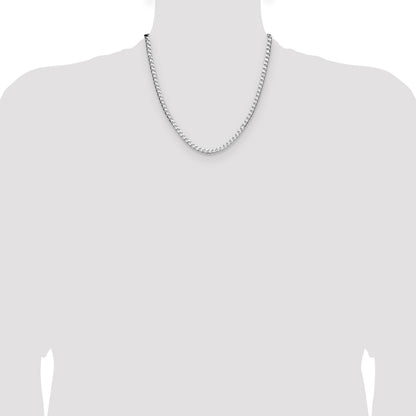 Sterling Silver Rhodium-plated 4mm D/C Square Curb Chain