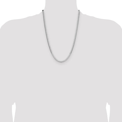 Sterling Silver Rhodium-plated 4mm D/C Square Curb Chain