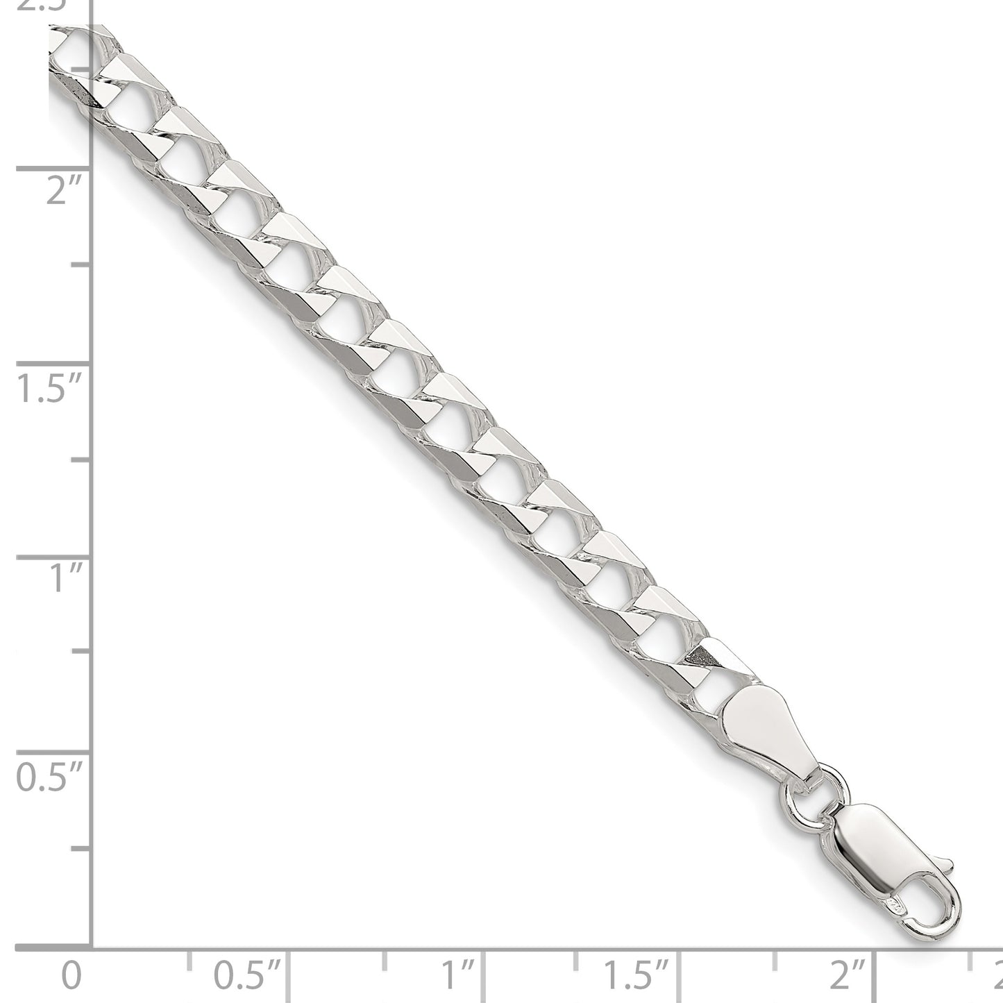 Sterling Silver 5mm D/C Square Curb Chain