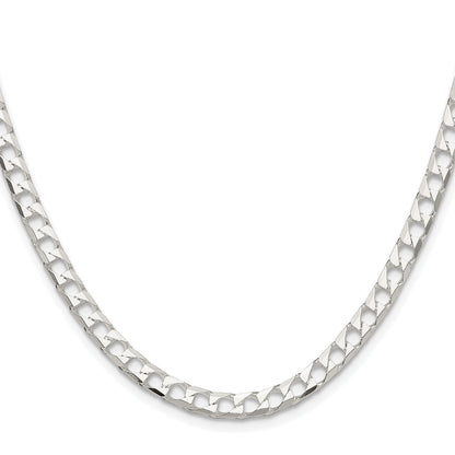 Sterling Silver Rhodium-plated 5mm D/C Square Curb Chain