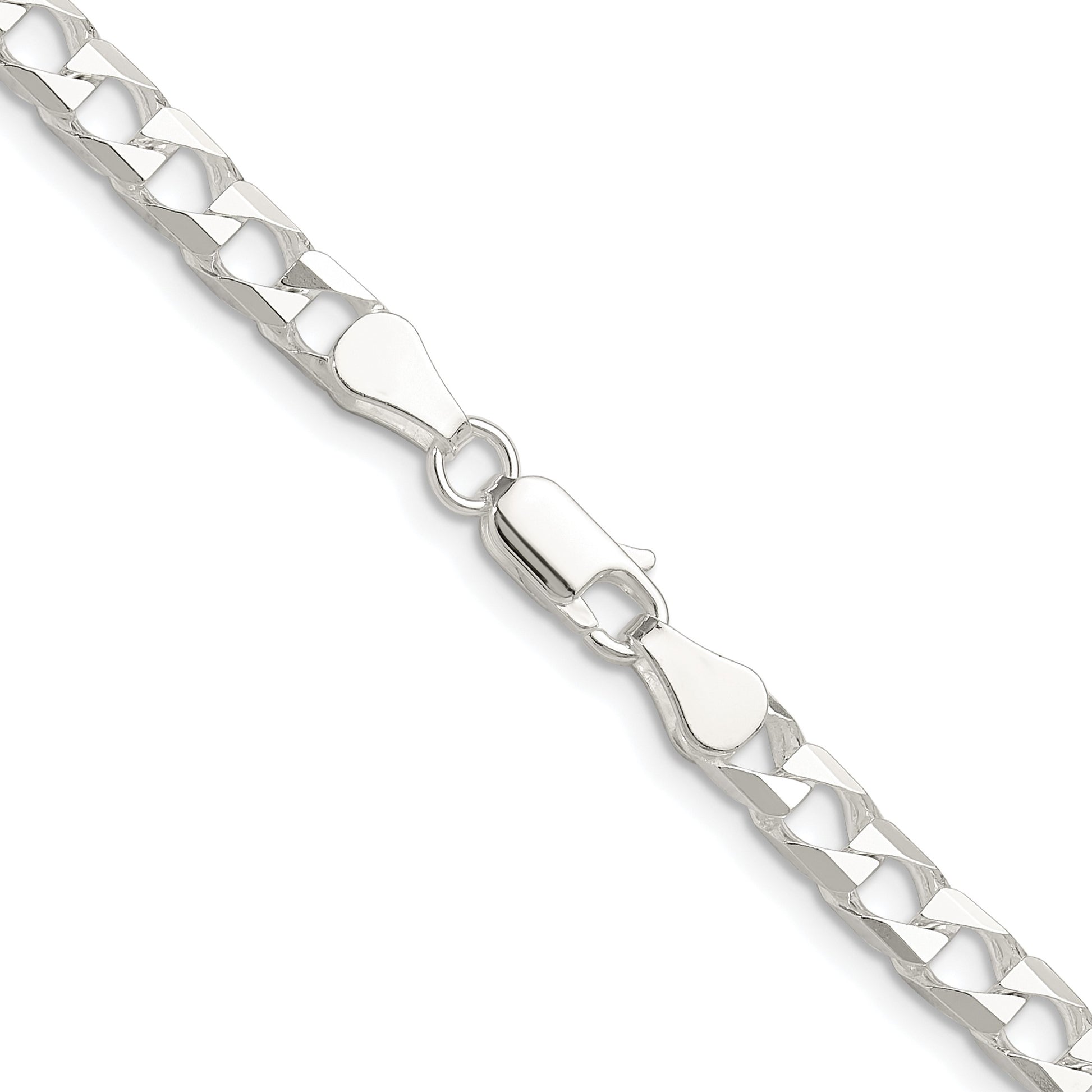 Sterling Silver Rhodium-plated 5mm D/C Square Curb Chain