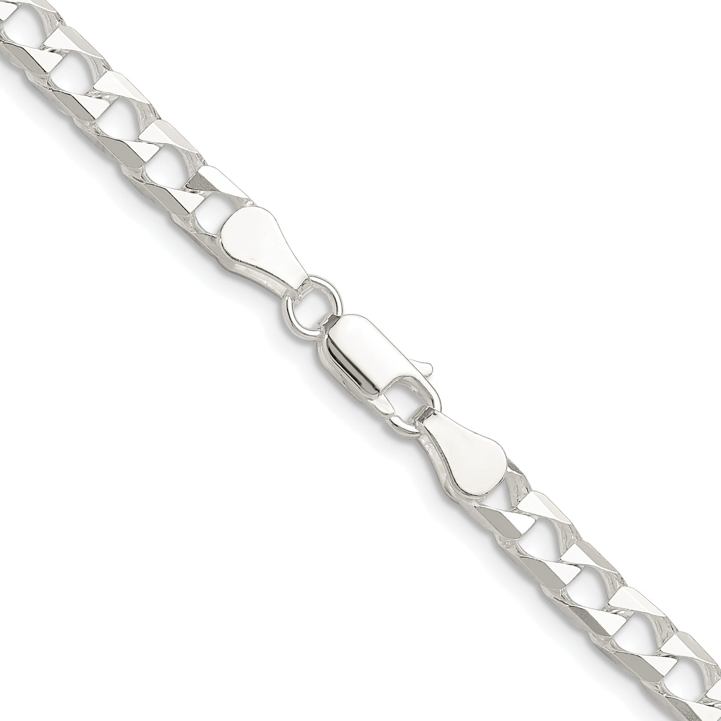 Sterling Silver Rhodium-plated 5mm D/C Square Curb Chain