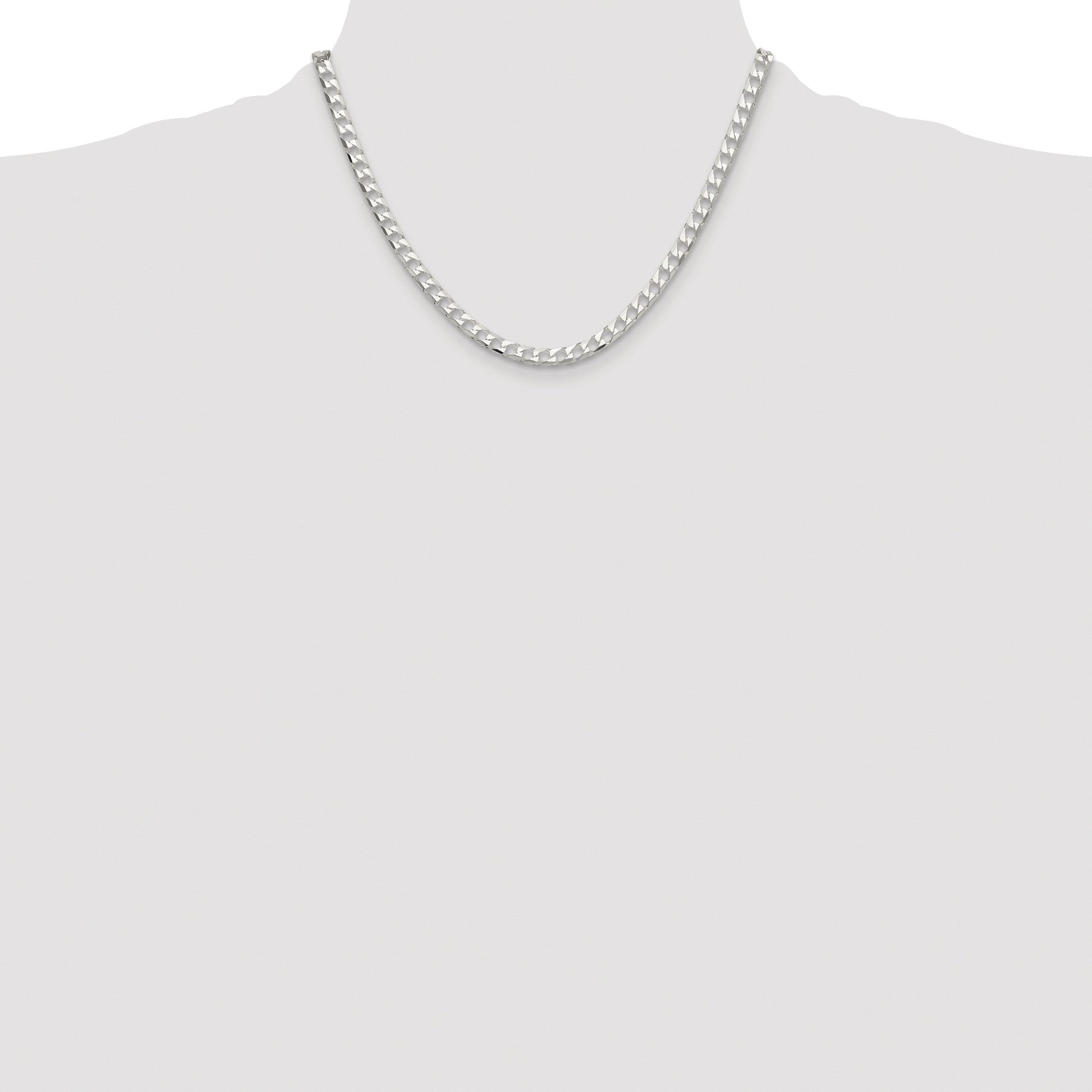 Sterling Silver Rhodium-plated 5mm D/C Square Curb Chain