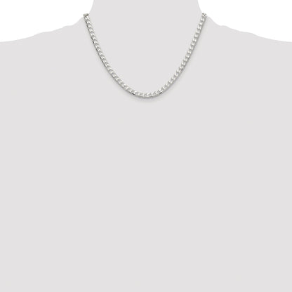 Sterling Silver Rhodium-plated 5mm D/C Square Curb Chain