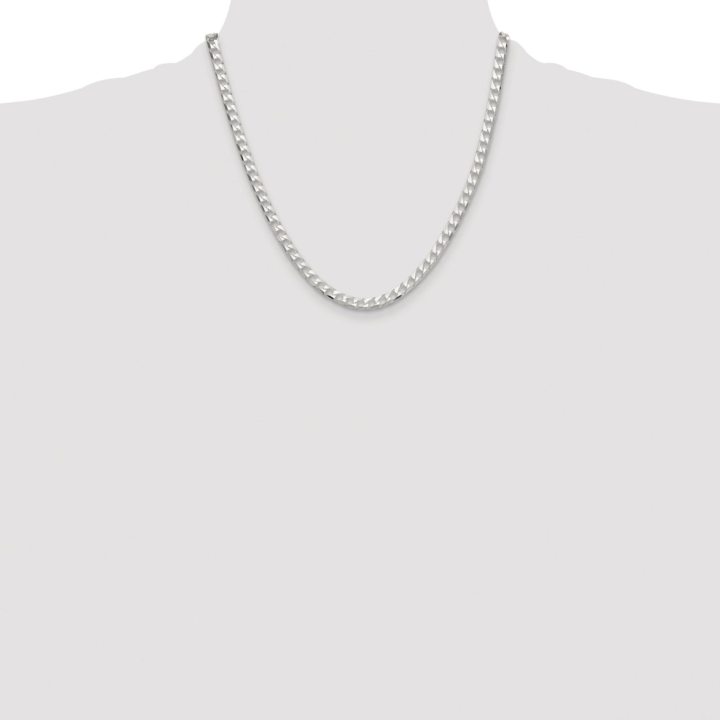 Sterling Silver Rhodium-plated 5mm D/C Square Curb Chain