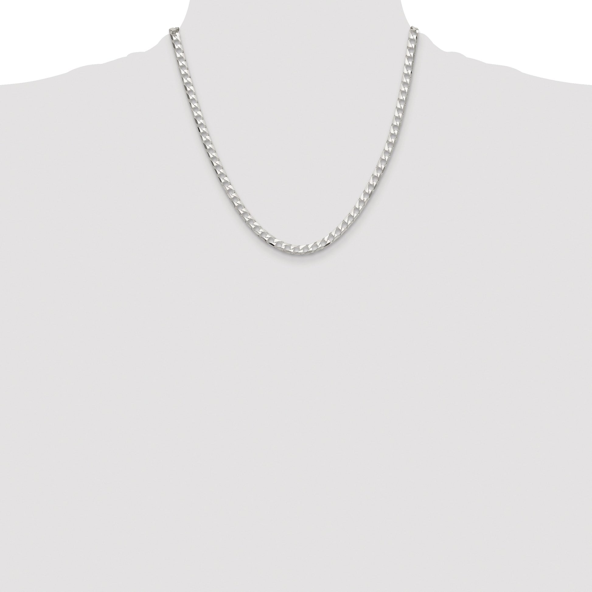 Sterling Silver Rhodium-plated 5mm D/C Square Curb Chain