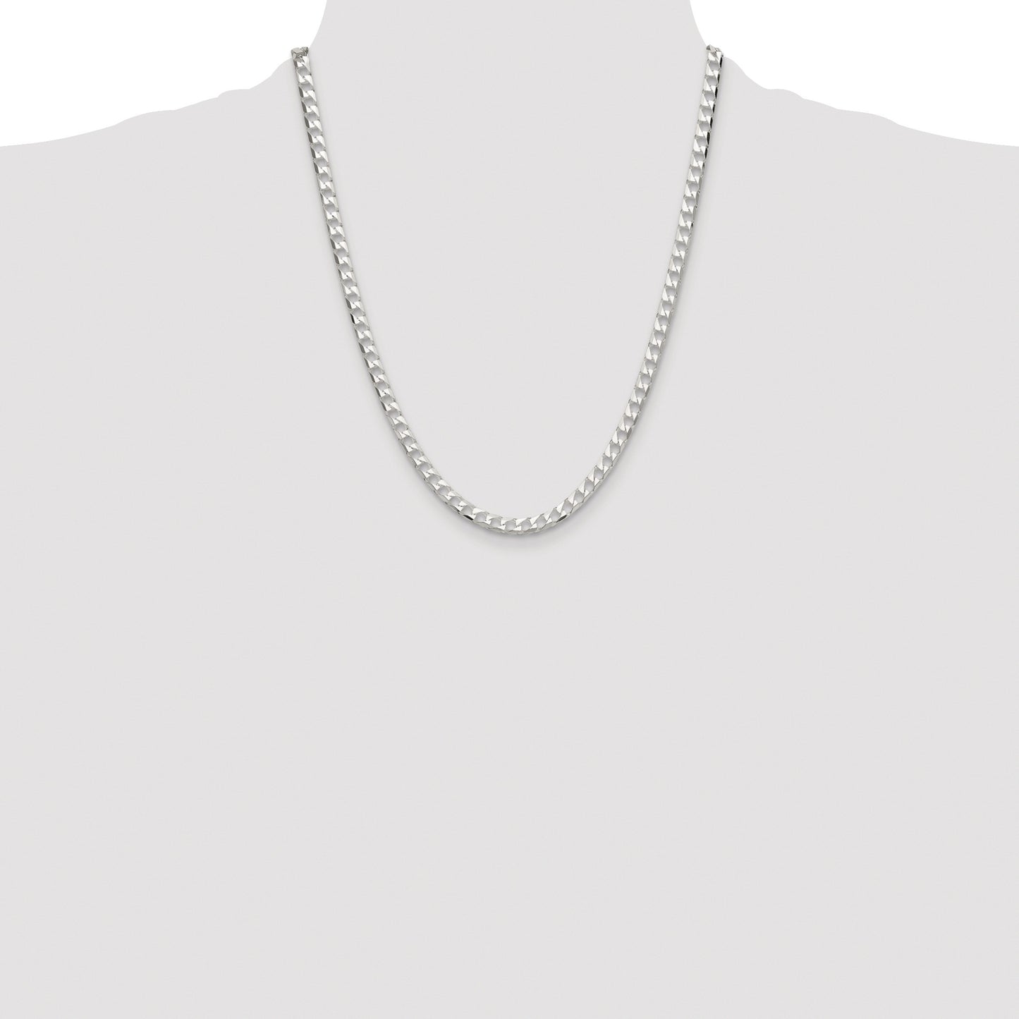 Sterling Silver Rhodium-plated 5mm D/C Square Curb Chain