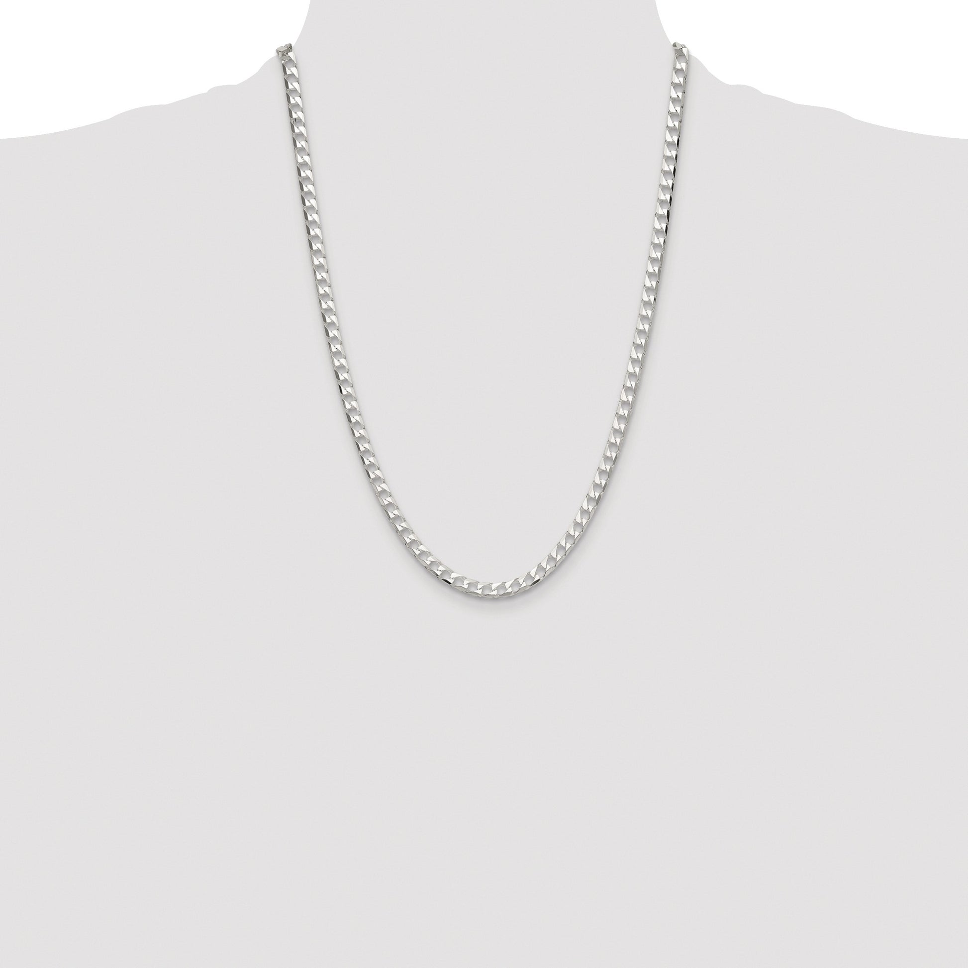 Sterling Silver Rhodium-plated 5mm D/C Square Curb Chain