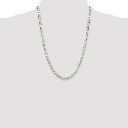 Sterling Silver Rhodium-plated 5mm D/C Square Curb Chain