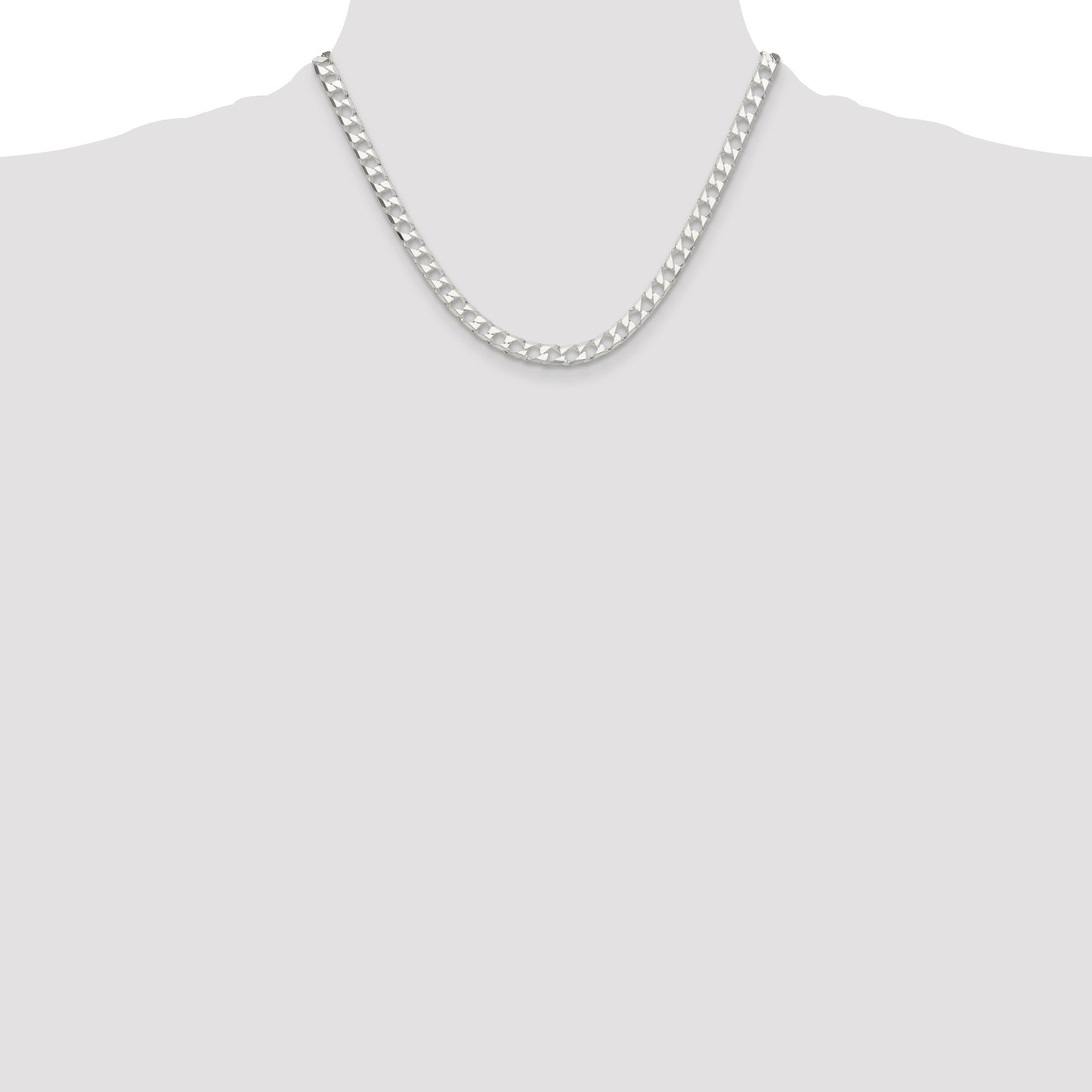 Sterling Silver 5.75mm D/C Square Curb Chain