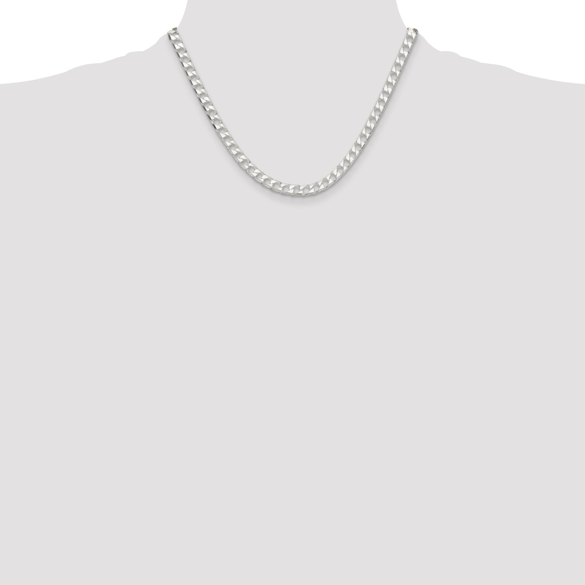 Sterling Silver 5.75mm D/C Square Curb Chain