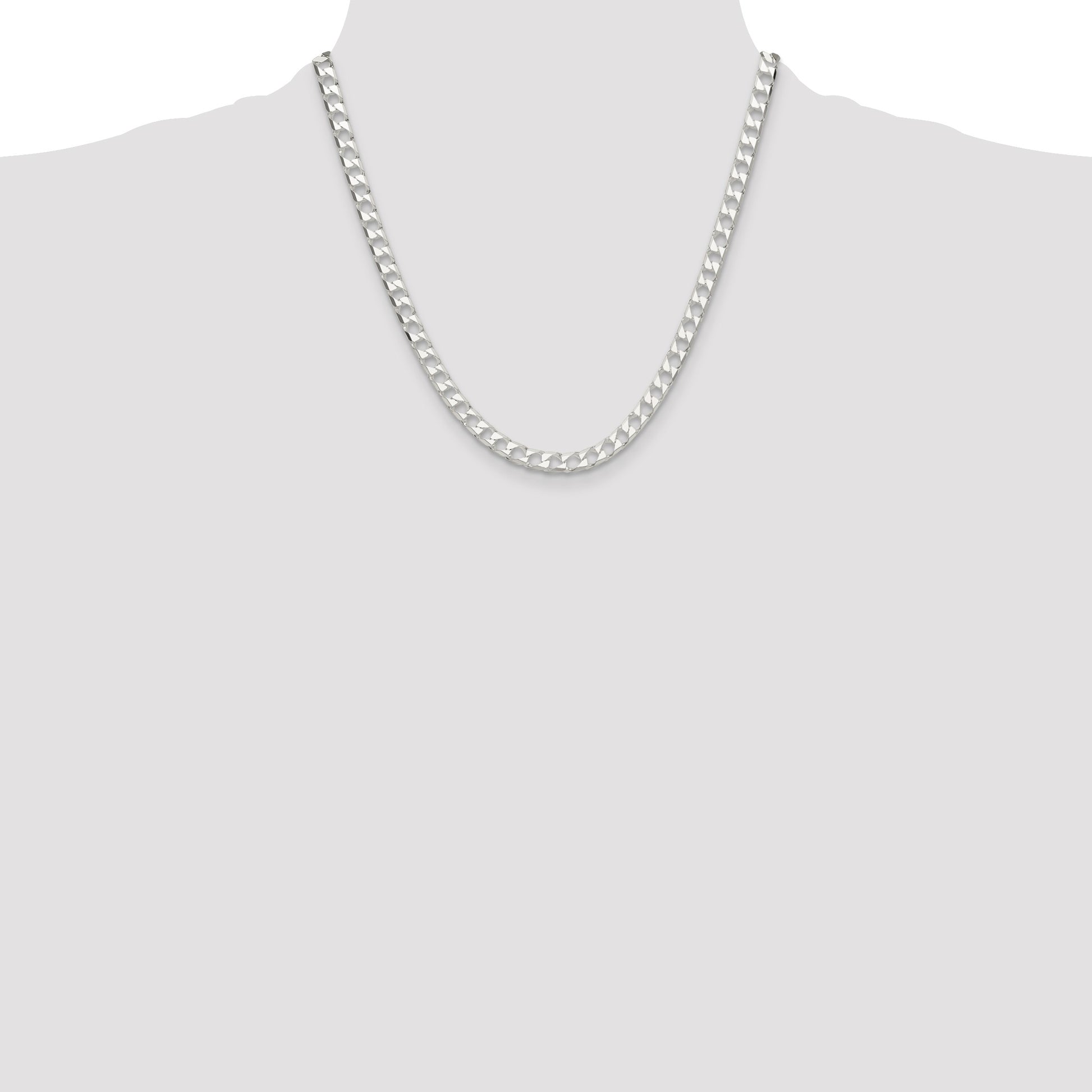 Sterling Silver 5.75mm D/C Square Curb Chain