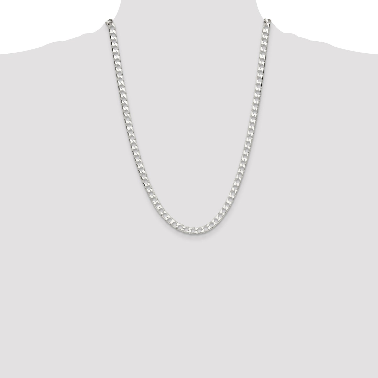 Sterling Silver 5.75mm D/C Square Curb Chain