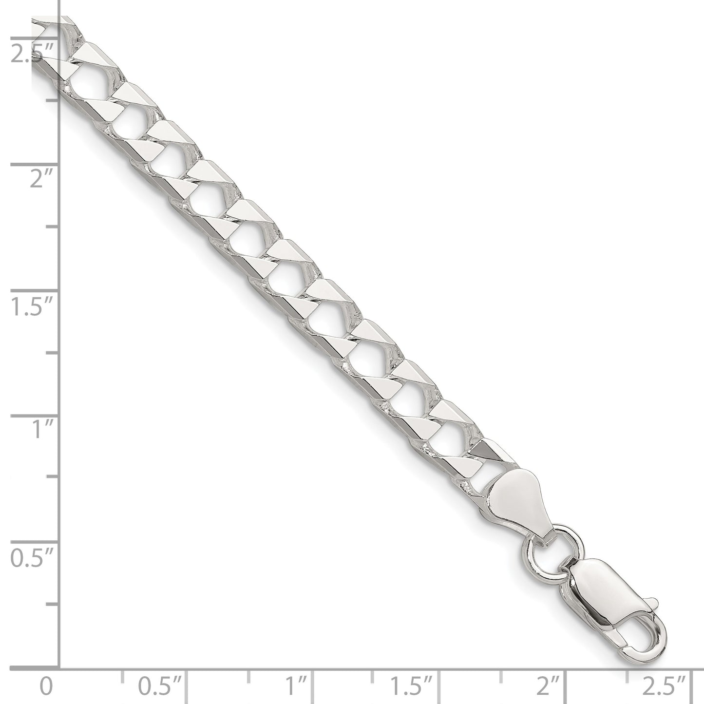 Sterling Silver 5.75mm D/C Square Curb Chain