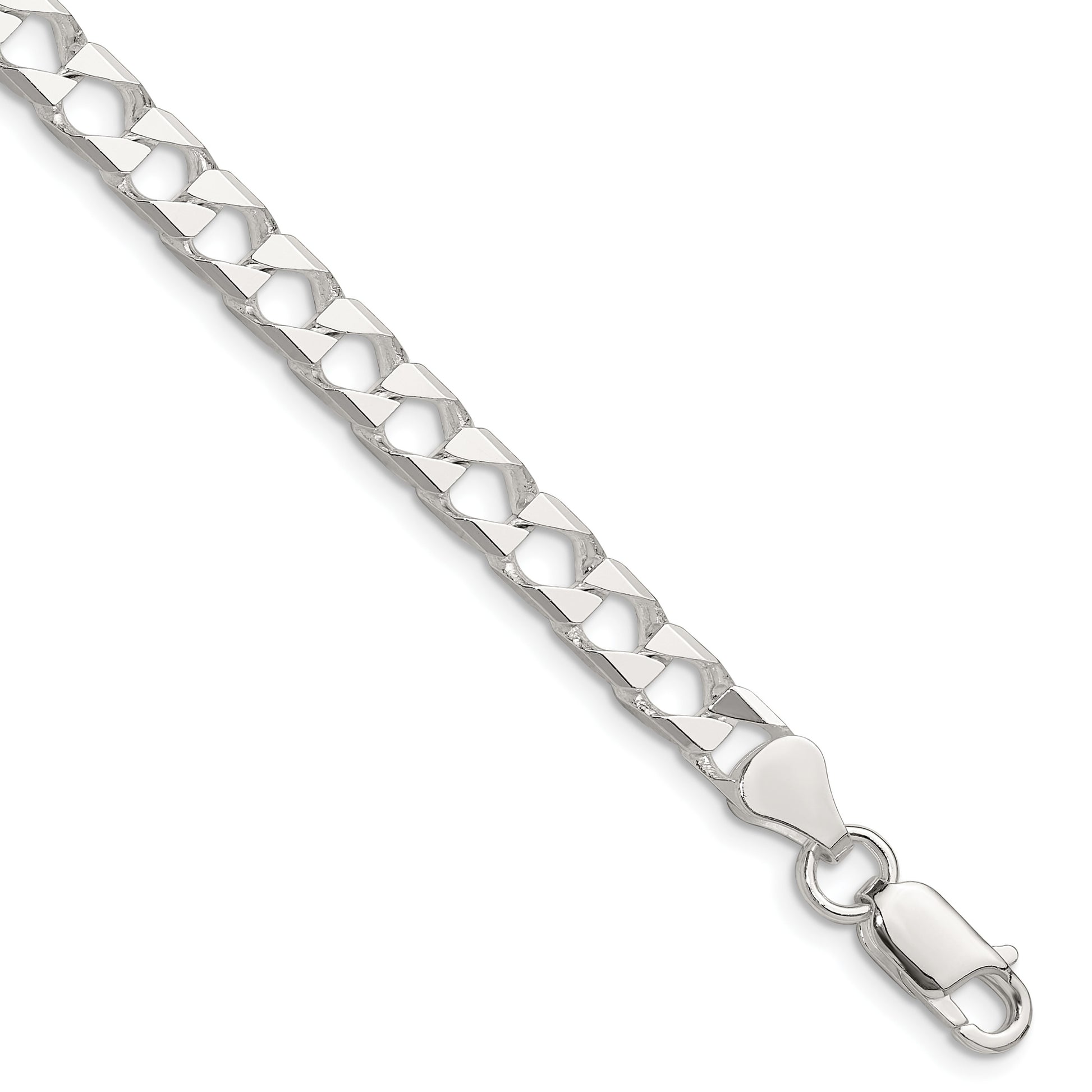 Sterling Silver 5.75mm D/C Square Curb Chain