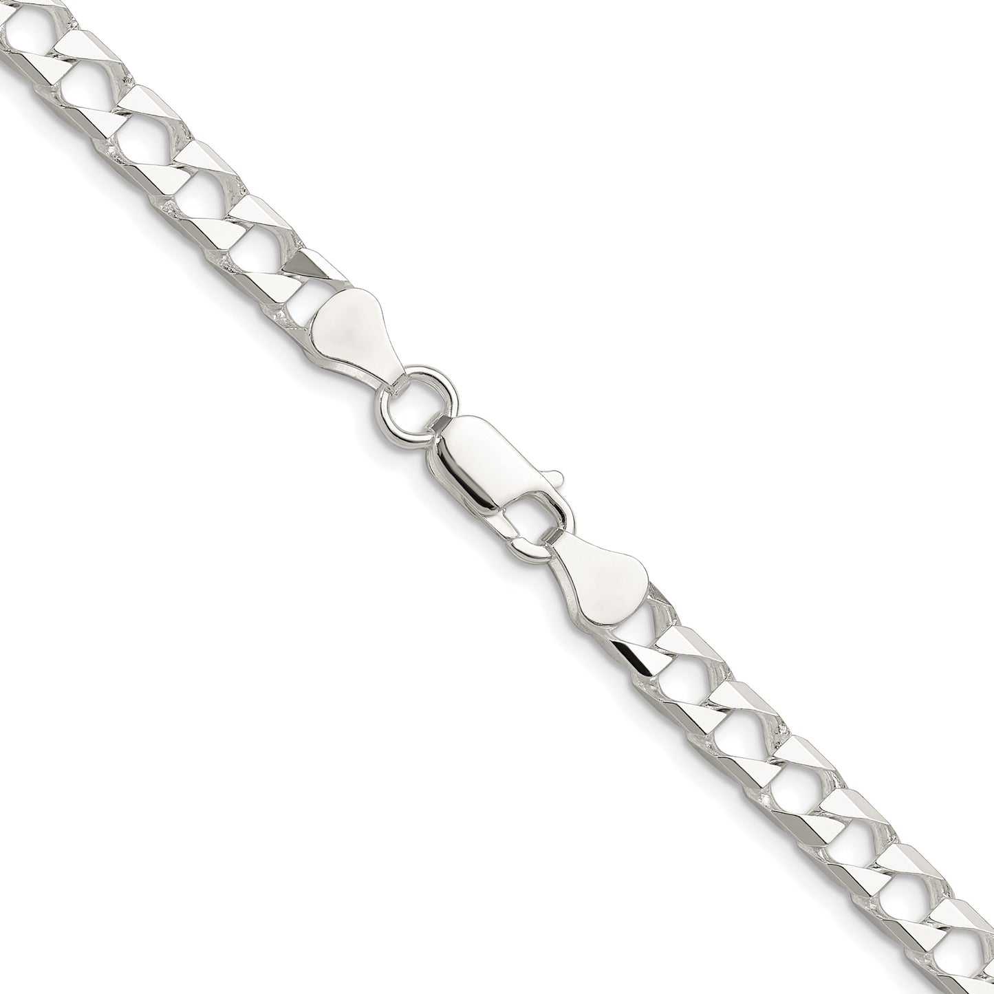 Sterling Silver Rhodium-plated 5.75mm D/C Square Curb Chain