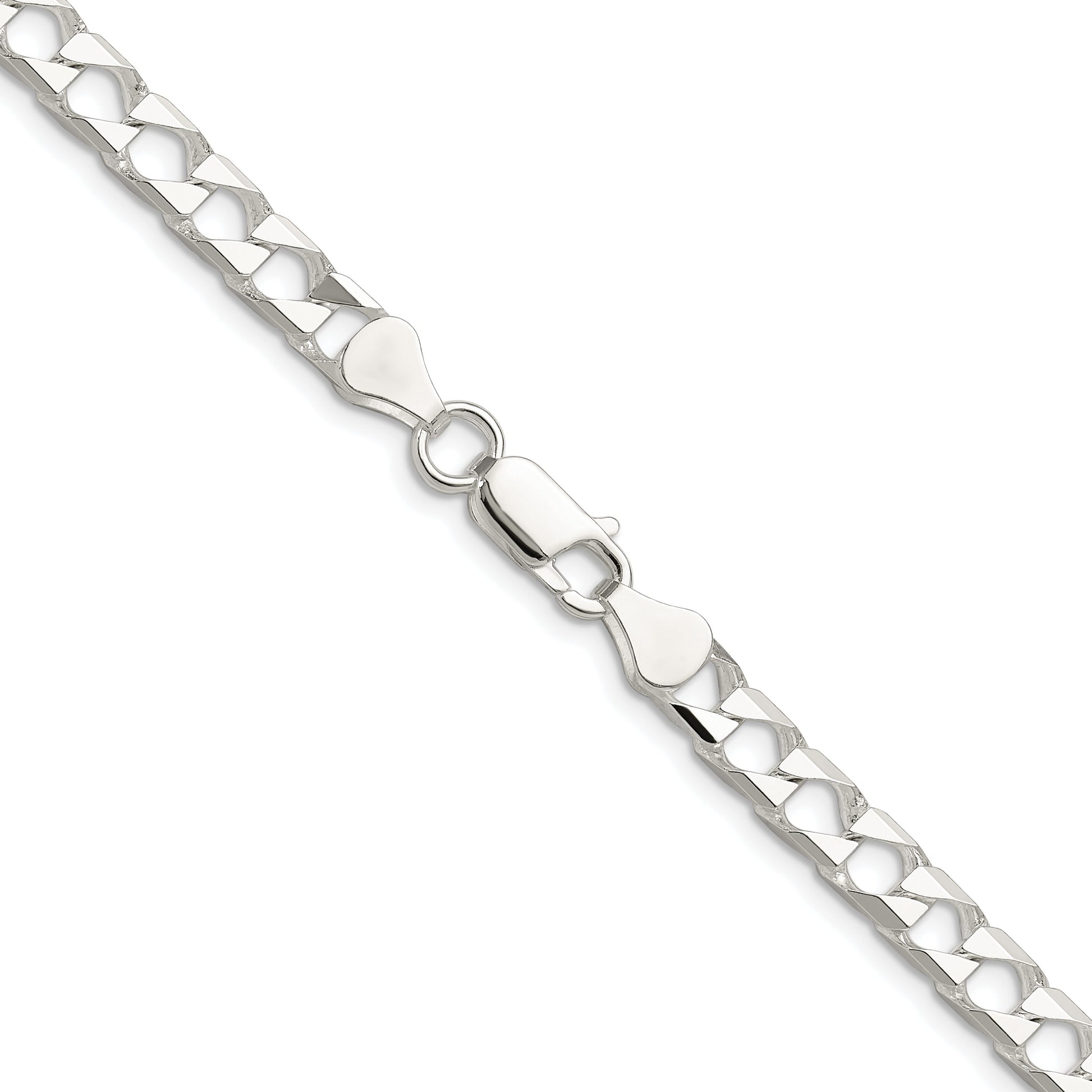Sterling Silver Rhodium-plated 5.75mm D/C Square Curb Chain