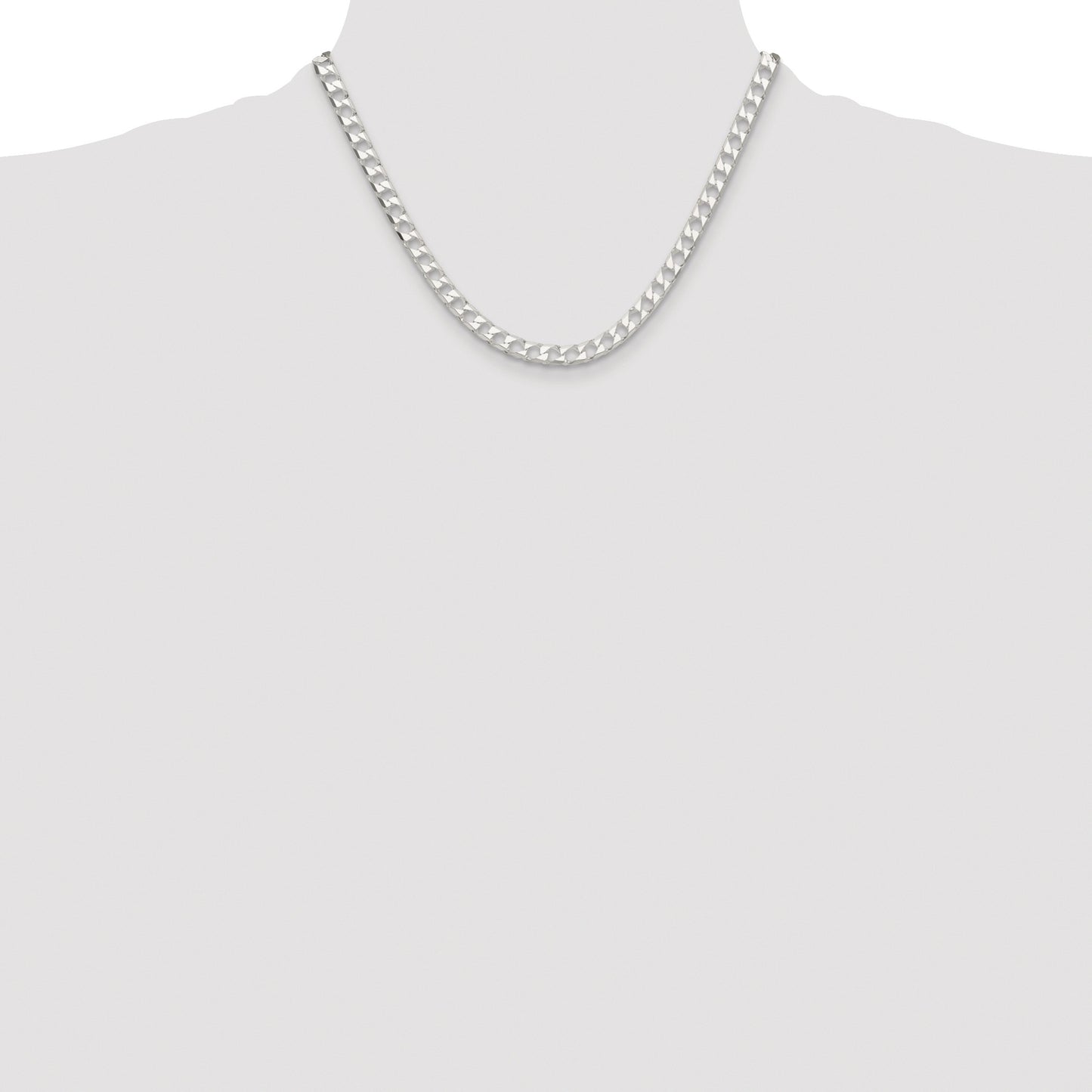 Sterling Silver Rhodium-plated 5.75mm D/C Square Curb Chain