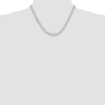 Sterling Silver Rhodium-plated 5.75mm D/C Square Curb Chain