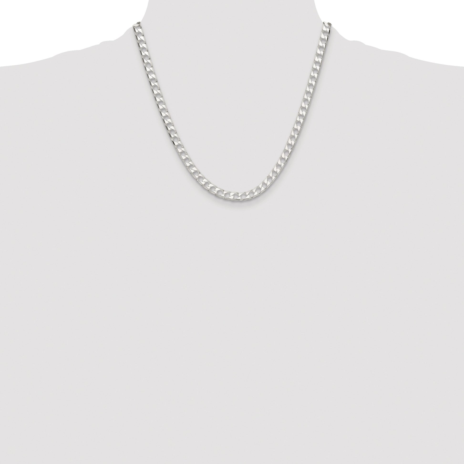 Sterling Silver Rhodium-plated 5.75mm D/C Square Curb Chain