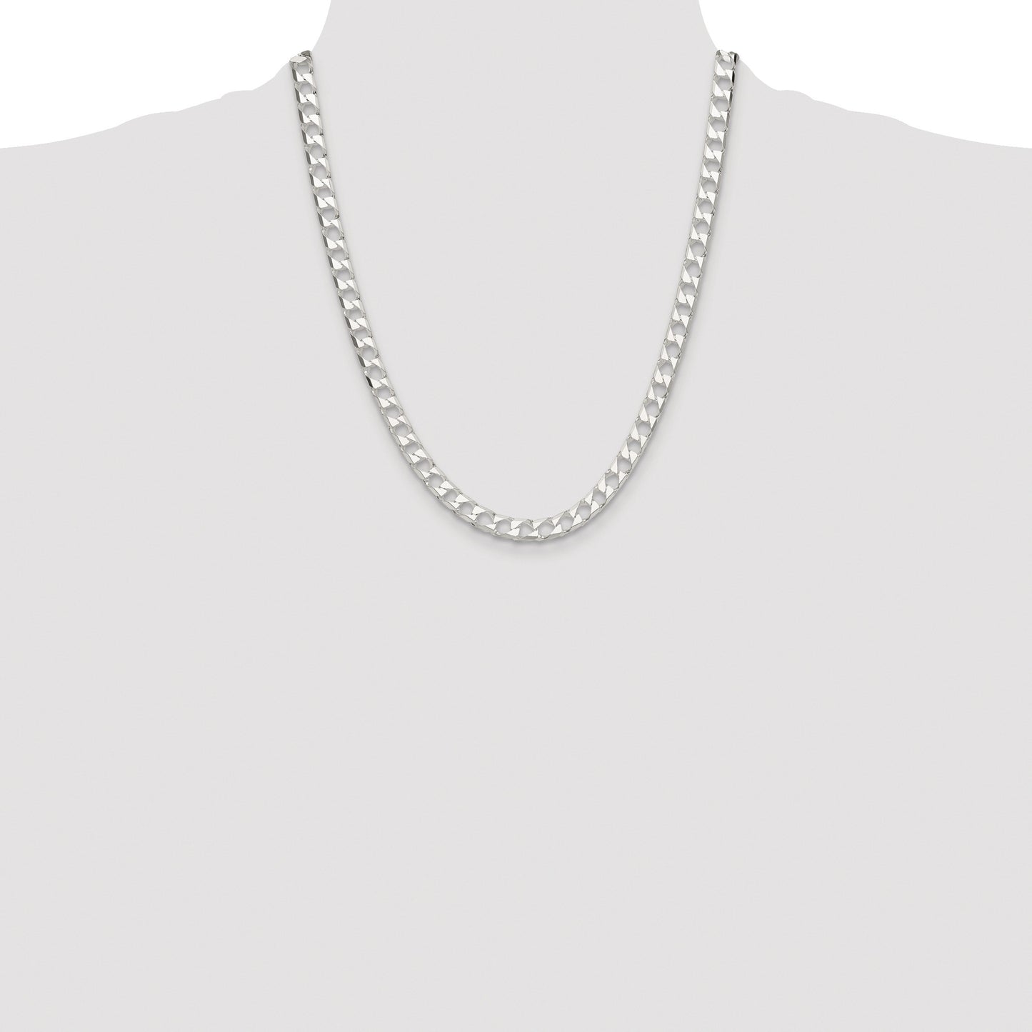 Sterling Silver Rhodium-plated 5.75mm D/C Square Curb Chain