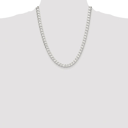Sterling Silver Rhodium-plated 5.75mm D/C Square Curb Chain