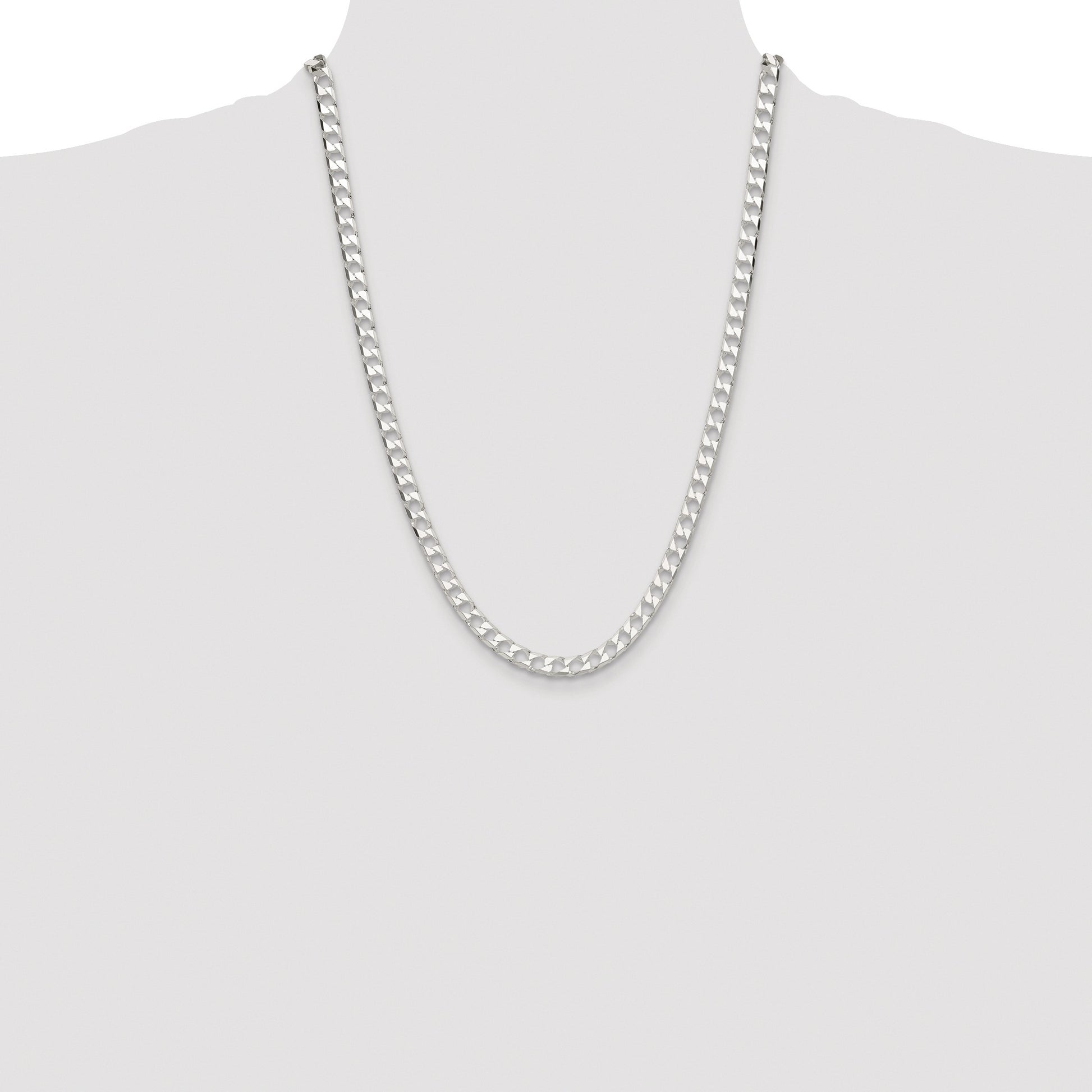 Sterling Silver Rhodium-plated 5.75mm D/C Square Curb Chain