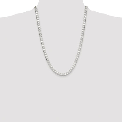 Sterling Silver Rhodium-plated 5.75mm D/C Square Curb Chain