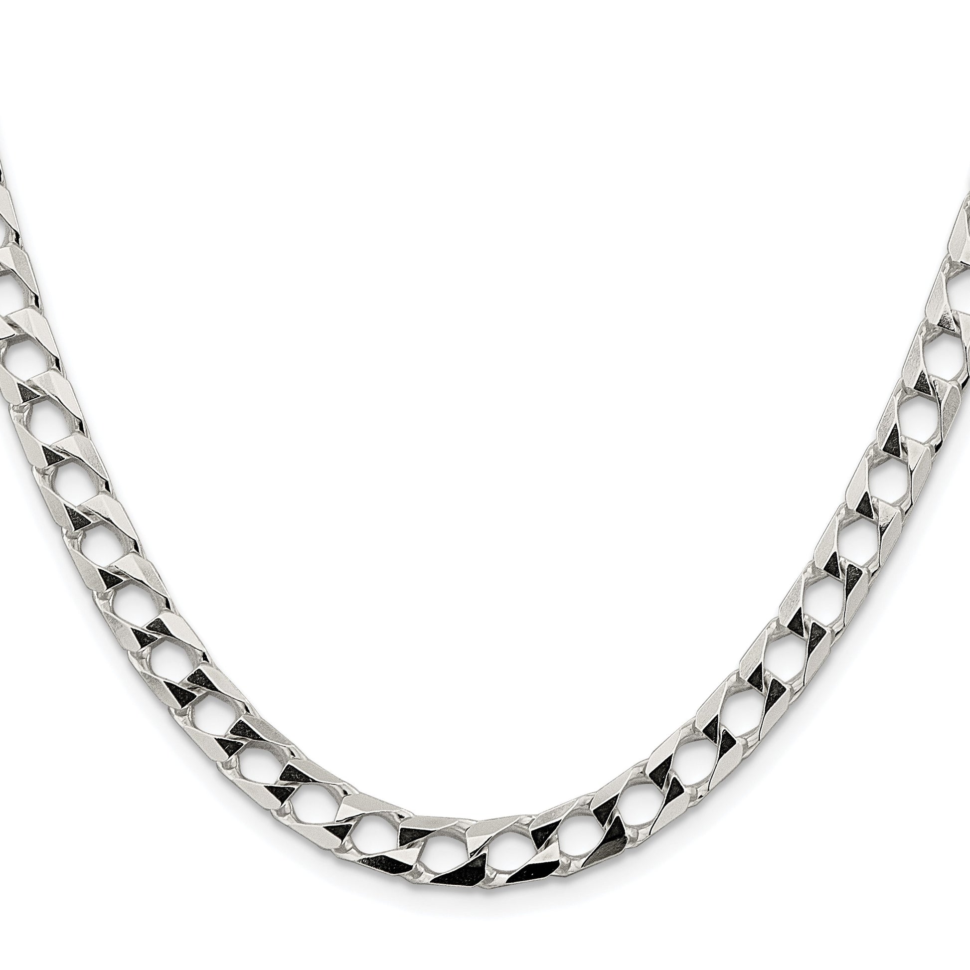 Sterling Silver Rhodium-plated 6.25mm D/C Square Curb Chain
