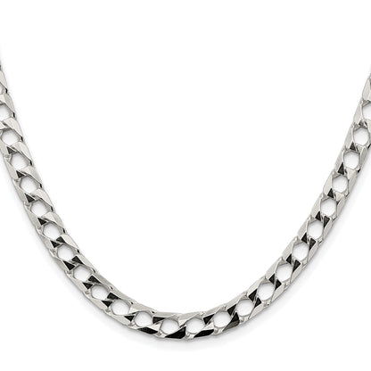 Sterling Silver Rhodium-plated 6.25mm D/C Square Curb Chain