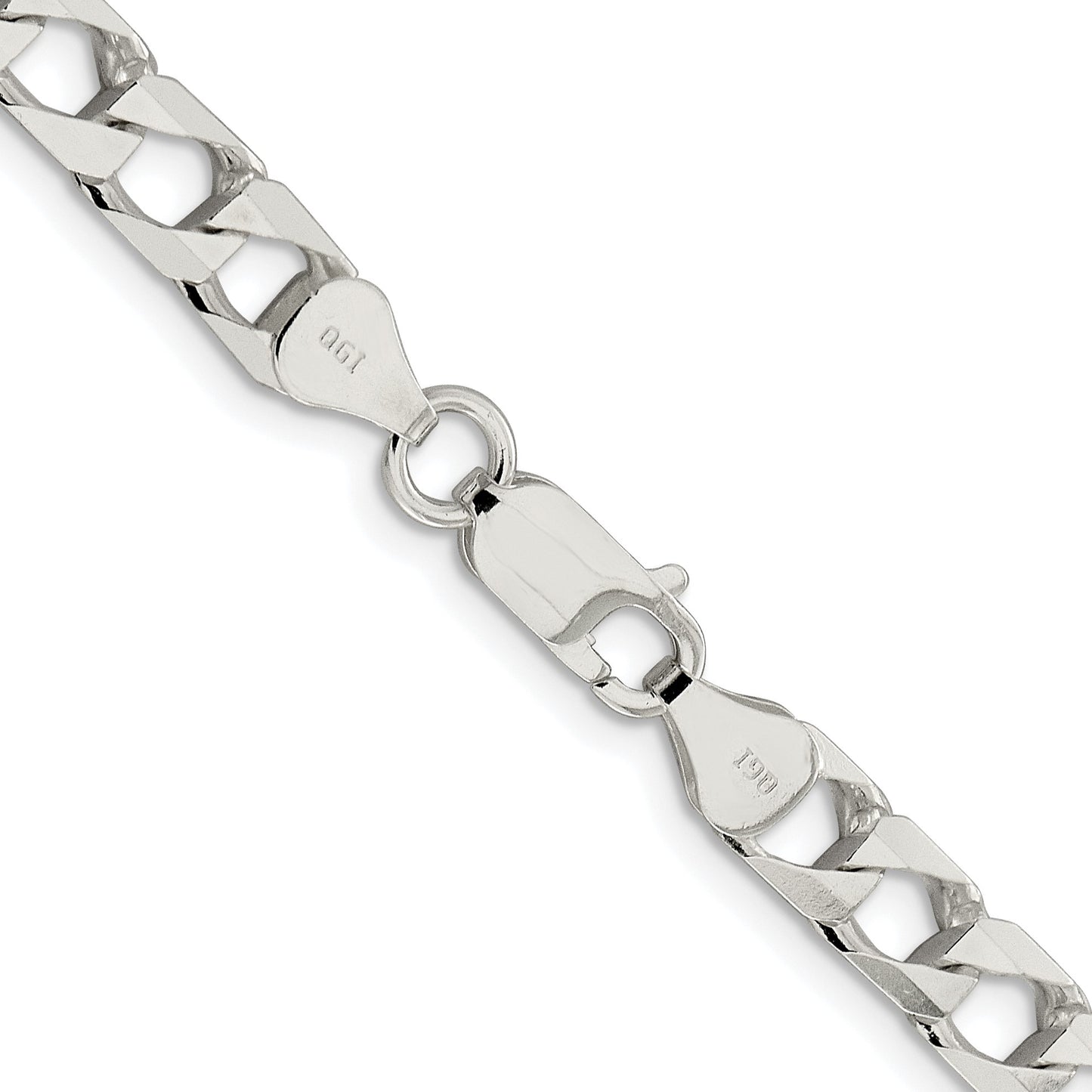Sterling Silver Rhodium-plated 6.25mm D/C Square Curb Chain